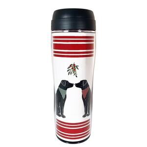 New Black Labrador Kissing Mistletoe Christmas Thermal Tumbler